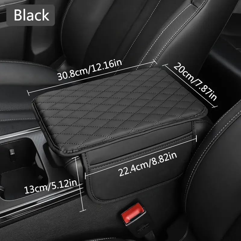 JAMBUVANTI® Upgraded Car Center Console Cover,Microfiber Leather Car Armrest Cover Cushion with 2 Storage Bags,Universal Car Armrest Storage Box Car Interior Accessories for Most Vehicles - Image 2