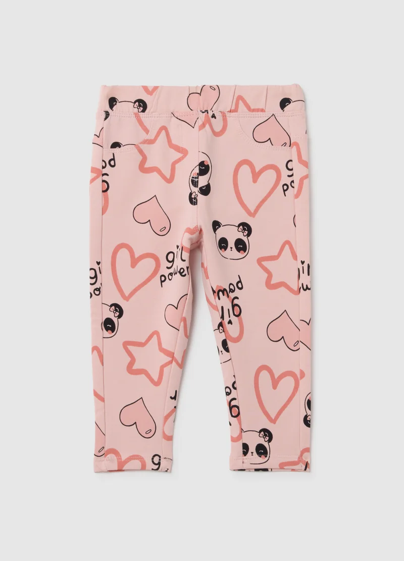 او في اس BABY GIRL COTTON STRETCH PINK TREGGINGS
