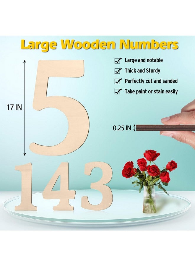 Coowayze 17 inch Large Wooden Numbers for Party Decor, Big Wood Number 5 for Wall Decor, Unfinished Blank Giant Wooden House Numbers, Wood Signs for Crafts, Birthday, Rustic Wedding, Christmas, Baby Shower - Image 2