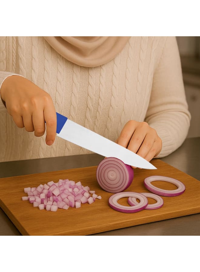 TRAMONTINA Professional Meat Knife – 8-Inch Stainless Steel Blade with Blue Textured Polypropylene Handle – Sharp & Long-Lasting - Image 3