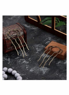 Y&D Hair Fork Clip, Stick Side Comb Hairpin Bun Updo Sticks Alloy 4 Prong Pins Clips Grips for Women Styling Tool Accessories, 6 Pieces, 87 mm ( Bronze Color )  - Image 3