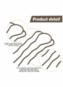 Y&D Hair Fork Clip, Stick Side Comb Hairpin Bun Updo Sticks Alloy 4 Prong Pins Clips Grips for Women Styling Tool Accessories, 6 Pieces, 87 mm ( Bronze Color )  - Image 5