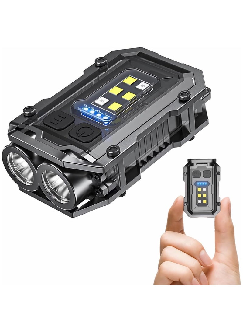 Mini Keychain EDC Flashlight Rechargeable, 1000 High Lumens Super Bright Flash Lights Small Portable Tactical Pocket Torch with Magnet  Clip, 8 Modes,USB C Ipx65 Waterproof - Image 1