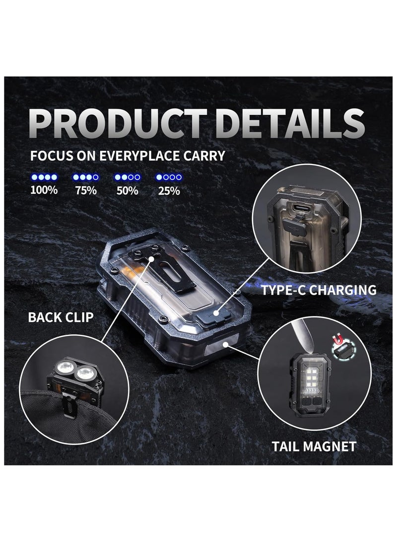 Mini Keychain EDC Flashlight Rechargeable, 1000 High Lumens Super Bright Flash Lights Small Portable Tactical Pocket Torch with Magnet  Clip, 8 Modes,USB C Ipx65 Waterproof - Image 3
