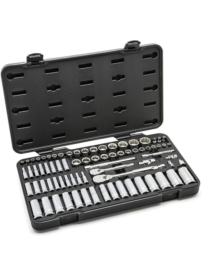 GearWrench 76 Pc. 1 4" And 3 8" Drive 12 Pt. Standard And Deep Mechanics Tool Set Sae Metric 80948 - Image 1
