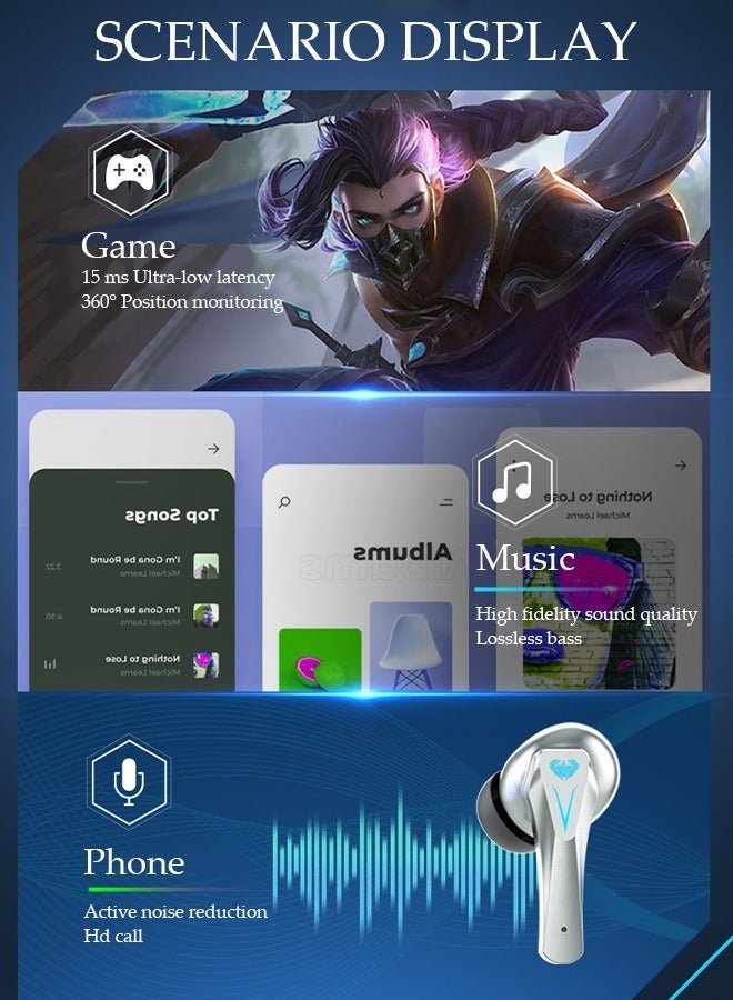 DUNISO Bluetooth Headphones Wireless Earbuds Wireless Charging Case Sports Ear buds with Bluetooth Version 5.3 Type-C Charging Port Premium Deep Bass Waterproof In-Ear Earphones for IOS and Android - Image 2