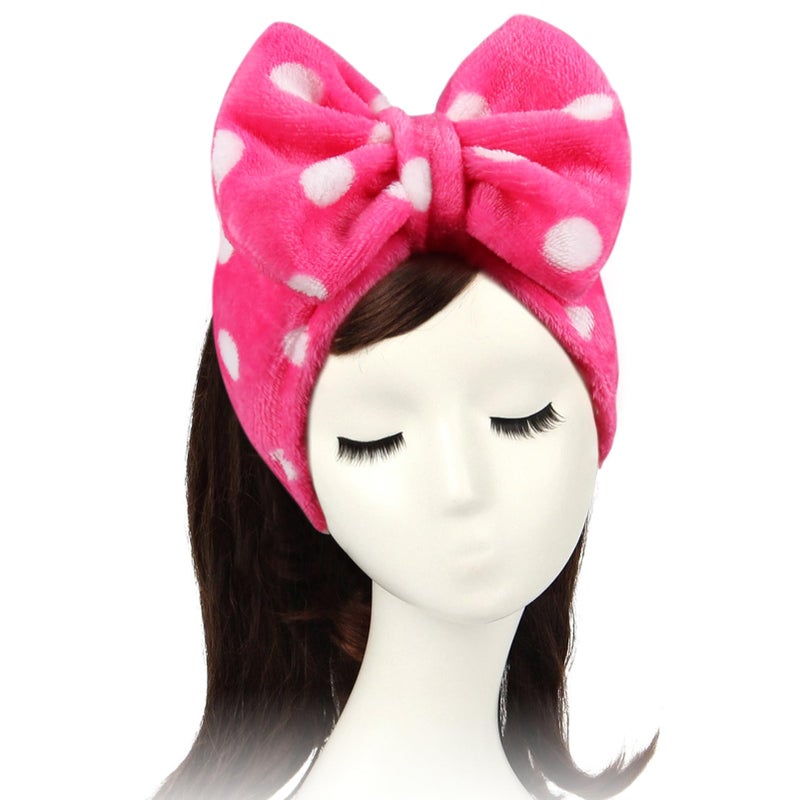 Shintop Sweet Super Soft Caroset Polka Dots Wash Cosmetic Headband Hairlace Rose Polka dots