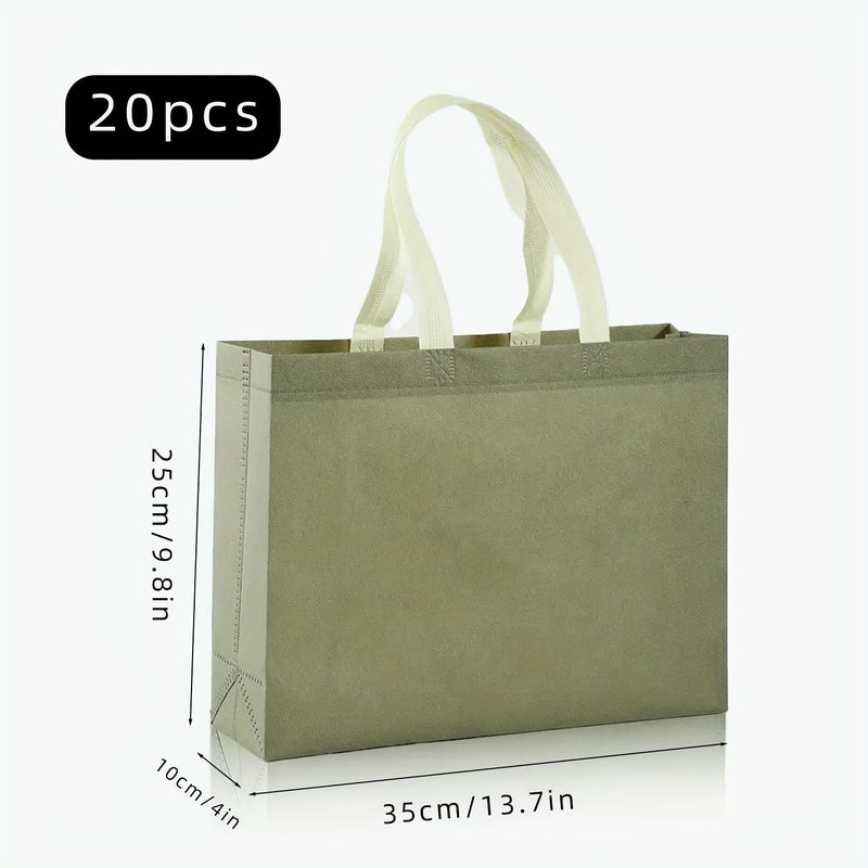 20 Pack Reusable Tote Bags In Toffee Color 35x25x10 High Quality Nonwoven Shopping Grocery Bags With Sturdy Handles Durable PP Material For Parties DIY And Storage - Image 2