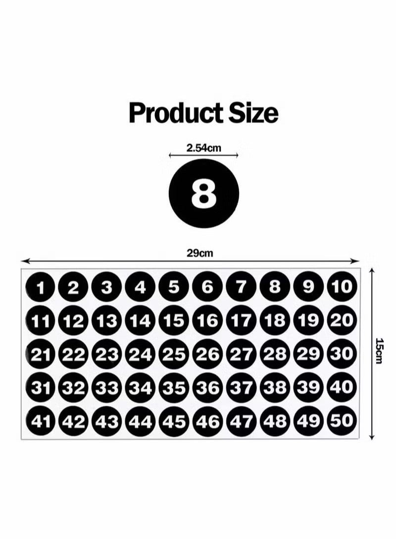 Number Stickers, Consecutive Number Stickers (1-50) 2.54cm Number Labels Waterproof Self-Adhesive Universal Label for Indoor Outdoor Daily Storage Uses (10 Sheets) - Image 2