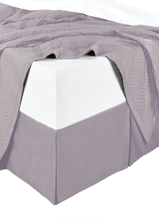 sheetsnthings Microfiber Bed Skirts (14 inch Drop) -Queen Size, Solid Lilac- Pleated Tailored Bedskirts with Split Corners