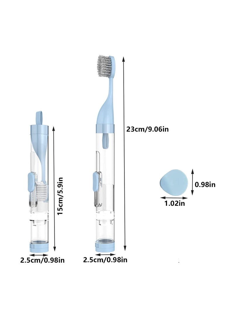 Generic - 2-Pack Travel Toothbrush Set with Built-in Toothpaste Container, KASTWAVE Soft Bristle Toothbrushes for Camping, School, and Business Trips (Blue & White) - Image 1
