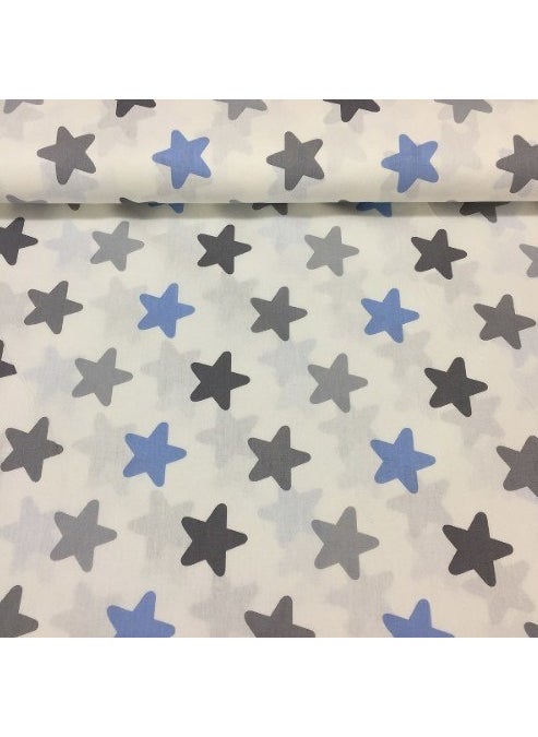 Bebek Özel Baby Special
 Cotton Baby and Kids Fitted Sheet with Big Gray Blue Stars 120X200 
