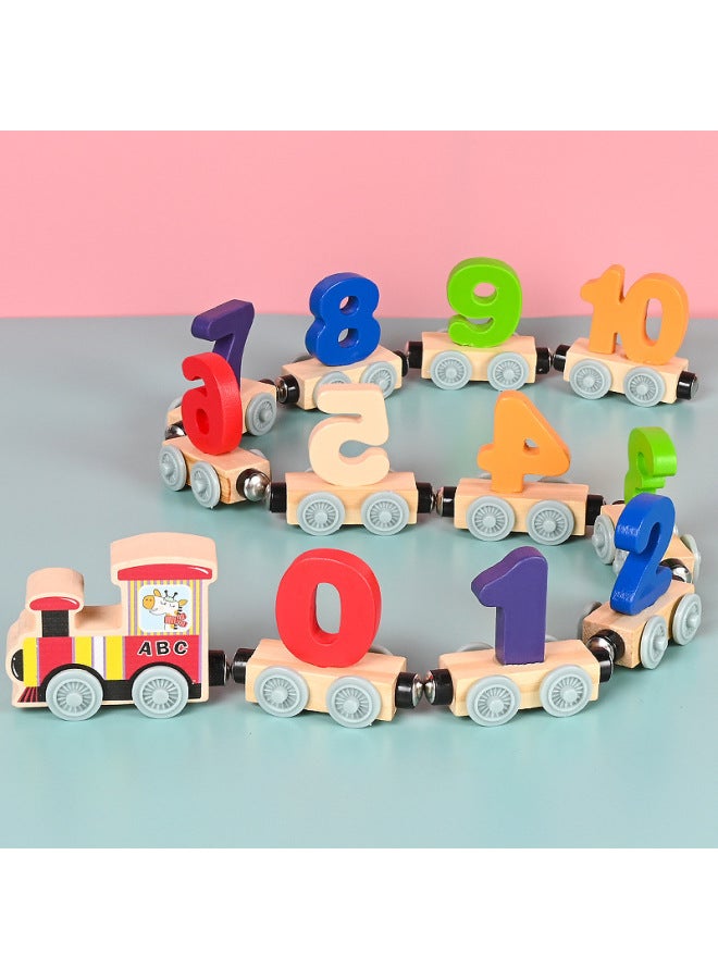 Children's Educational Wooden Toys Section 12 Magnetic Digital Educational Assembled Color Wooden Train Educational Toys-Color:Electric Cars Can Only Drive 6-7 Knots At Most. - Image 3