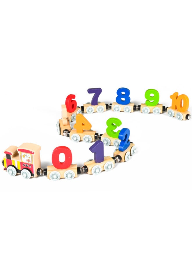 Children's Educational Wooden Toys Section 12 Magnetic Digital Educational Assembled Color Wooden Train Educational Toys-Color:Electric Cars Can Only Drive 6-7 Knots At Most. - Image 5