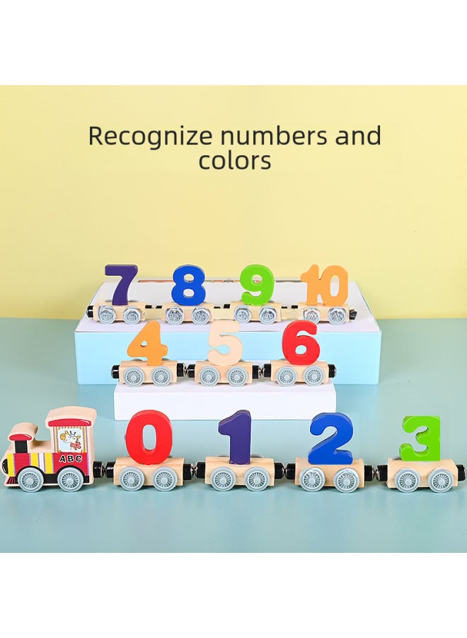 Children's Educational Wooden Toys Section 12 Magnetic Digital Educational Assembled Color Wooden Train Educational Toys-Color:Electric Cars Can Only Drive 6-7 Knots At Most. - Image 2