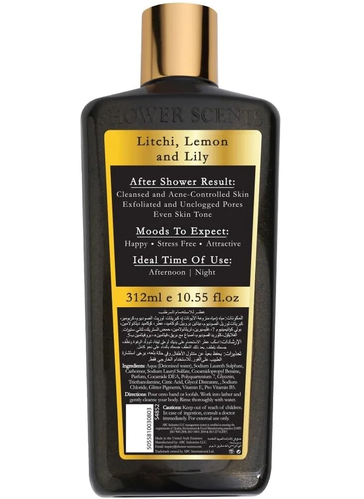 Shower Scents Shower Scents Dark Phoenix Shower Perfume 312 ml - Glittery Texture Shower Gel, Long Lasting Fine Fragrance with Moisturizing Formula, Vitamin E, Pro-Vitamin B5 and Antioxidants