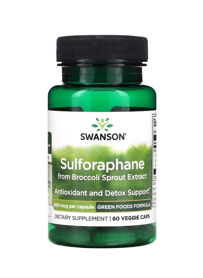 SWANSON Sulforaphane from Broccoli Sprout Extract 400 mcg 60 Veggie Caps  - Image 1