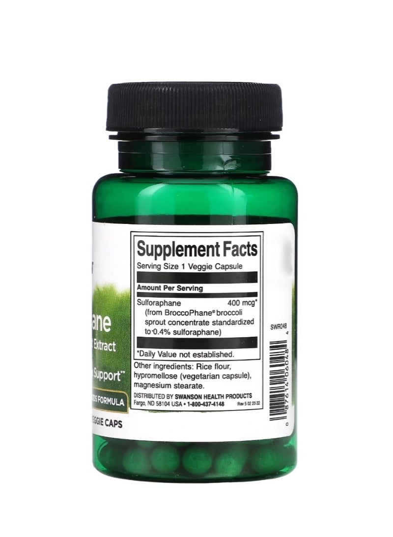SWANSON Sulforaphane from Broccoli Sprout Extract 400 mcg 60 Veggie Caps  - Image 2