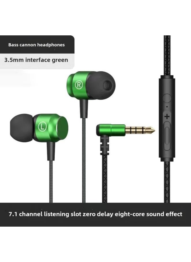 Generic In-ear Magnetic Earphone Wired Type-C Interface Game Competition Is Suitable For Xiaomi OPPO Huawei Apple 15-Color:Green 3.5mm Round Hole-bag  - Image 1