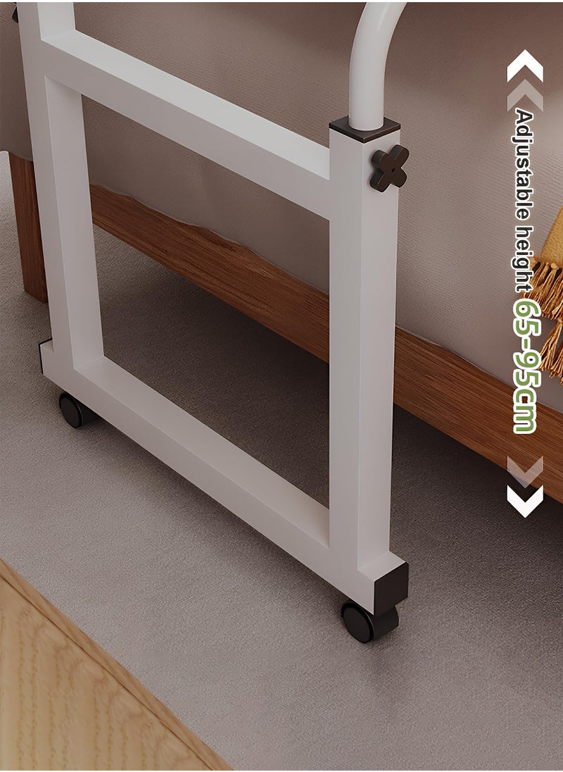 Taimi - Over Bed Table with Wheels, Height Adjustable Laptop Table, Computer Desk for Home Bedroom Living Room White 140x50cm - Image 1