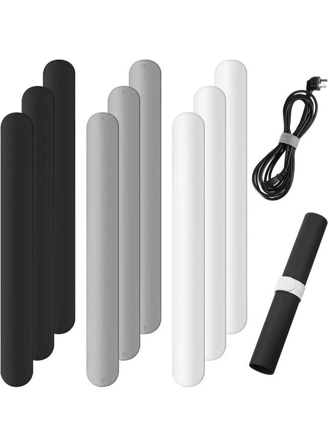 Cunhill 9 Pieces Wrapping Paper Holder Silicone Paper Slap Bands Wrapping Paper Clamps Wrapping Paper Roll Clips For Home Storage Organization, White Black Grey - Image 1