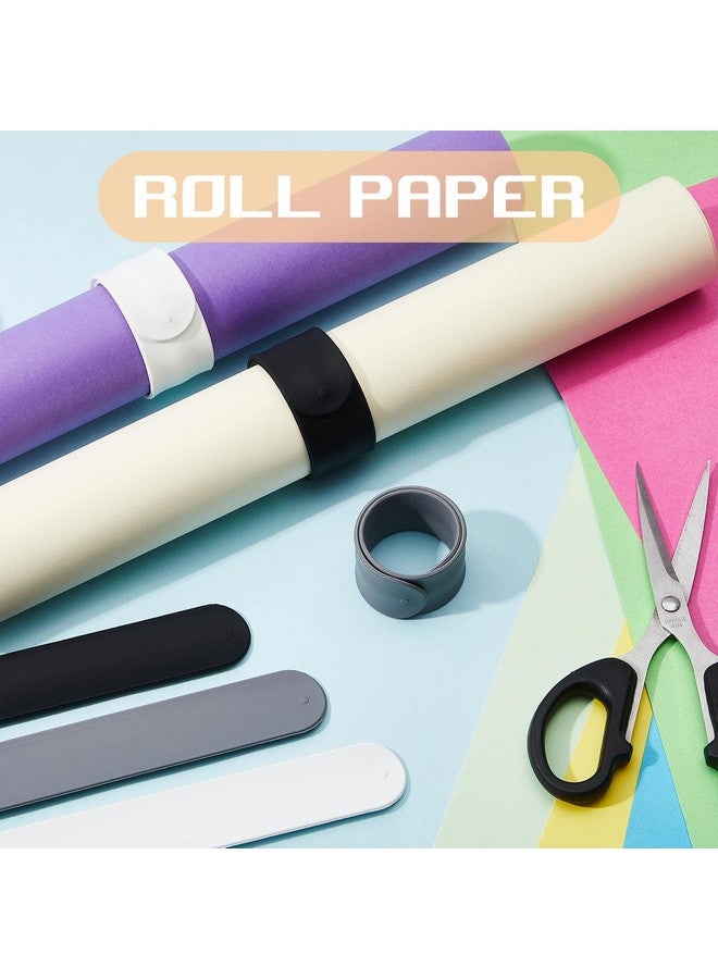 Cunhill 9 Pieces Wrapping Paper Holder Silicone Paper Slap Bands Wrapping Paper Clamps Wrapping Paper Roll Clips For Home Storage Organization, White Black Grey - Image 5