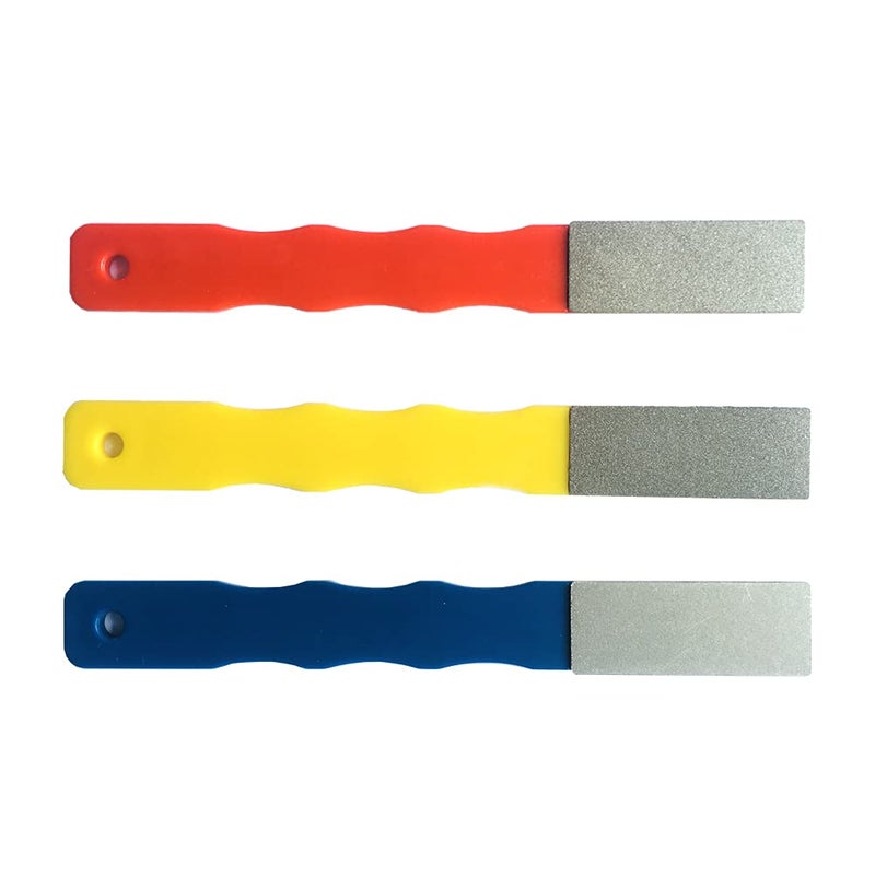 OSFTBVT Diamond Color Coded Mini Diamond Hone Kit 3Grits 220400600 Flat Hand File Knife Sharpener RedYellowBlue 3pcs