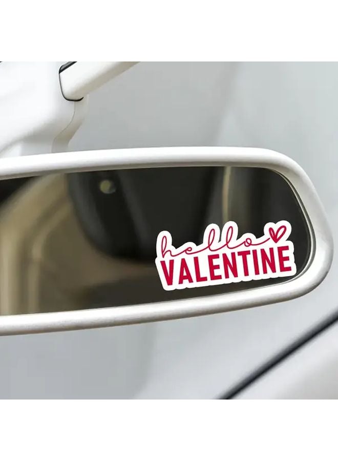 1pc Hello Valentine Red Heart Vinyl Sticker For Car Mirror Home Phone Decor - Image 2
