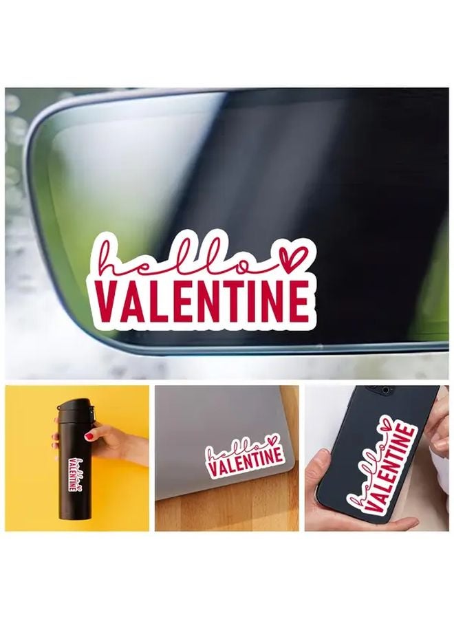 1pc Hello Valentine Red Heart Vinyl Sticker For Car Mirror Home Phone Decor - Image 4