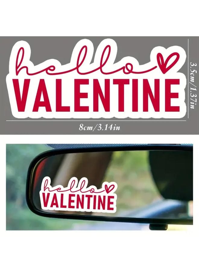 1pc Hello Valentine Red Heart Vinyl Sticker For Car Mirror Home Phone Decor - Image 3
