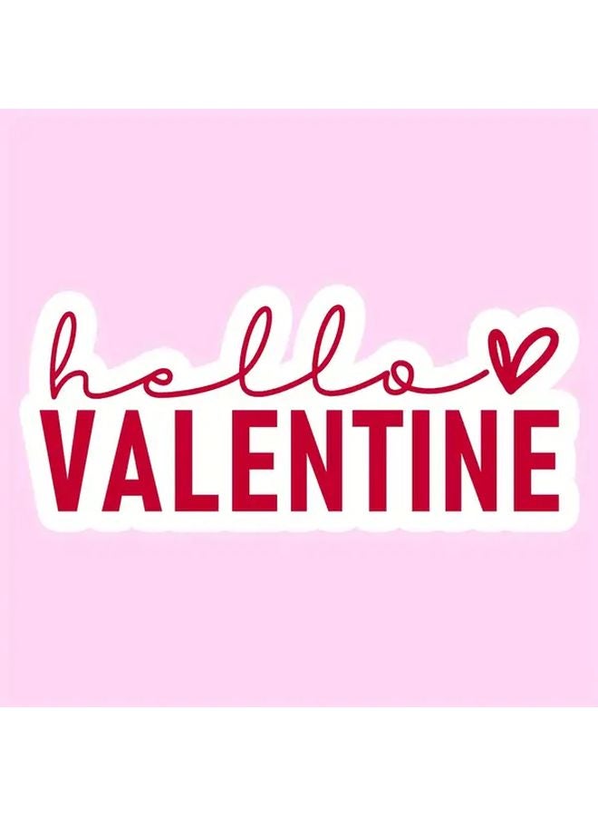 1pc Hello Valentine Red Heart Vinyl Sticker For Car Mirror Home Phone Decor - Image 1
