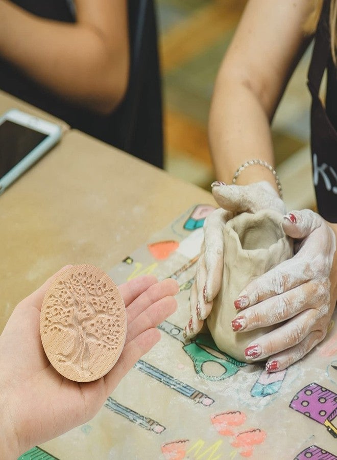 CHGCRAFT Tree of Life Pattern Wooden Clay Stamp for DIY Creation Clay Tool Clay Pottery Tool - Image 3