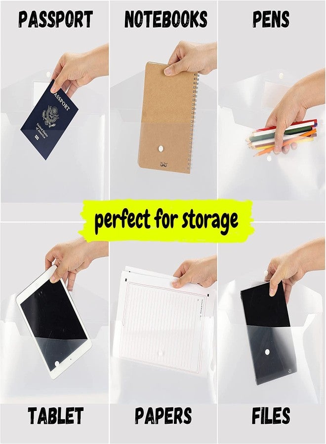 GreatDio® (30 Qty Set) A4 Document File Bag,Transparent Envelope Holder Storage Case, Organizer, Clear Plastic Container for Papers, Stationery - Image 5