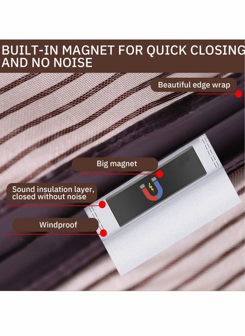 SYOSI - Magnetic Fly Screen Door Retractable Mesh with Magnet Sliding Hands Free Net Friendly Brown - Image 1