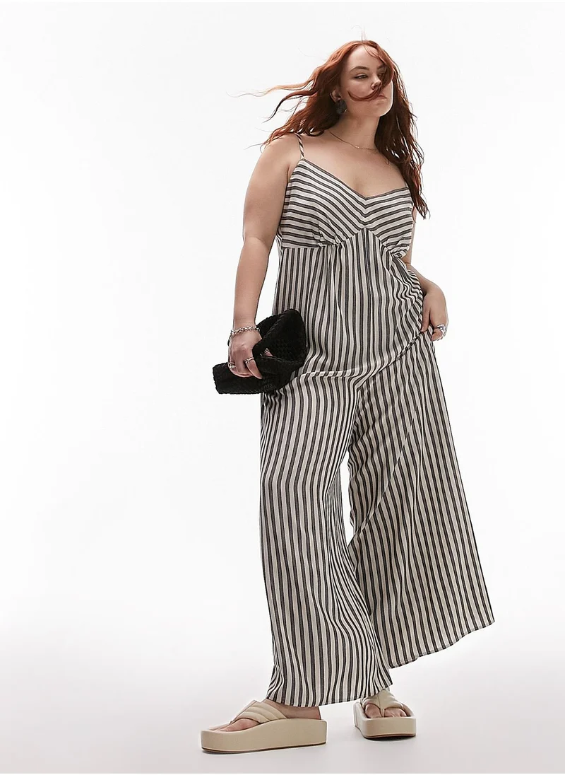 TOPSHOP Topshop Curve Stripe Linen Jumpsuit