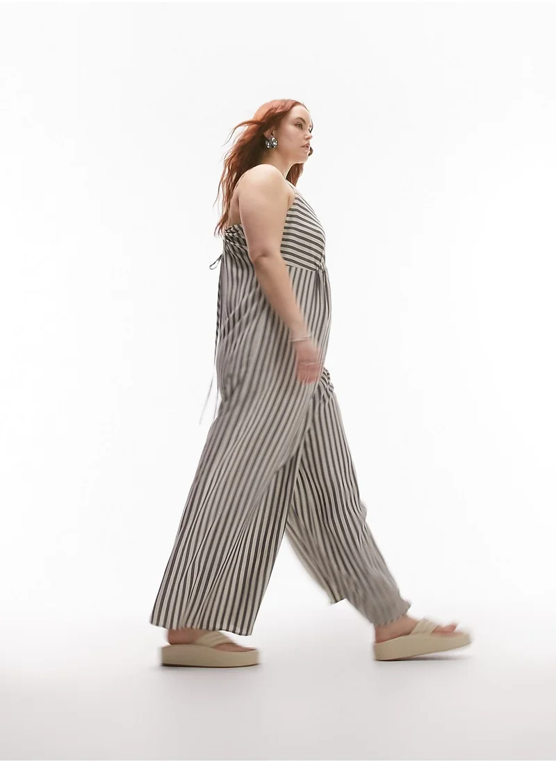 TOPSHOP Topshop Curve Stripe Linen Jumpsuit
