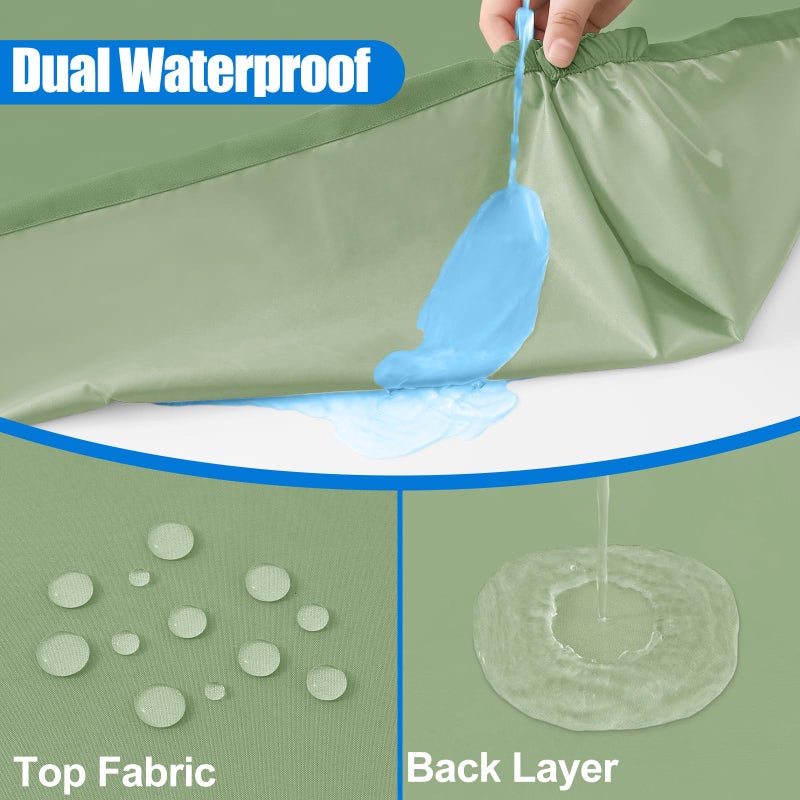 Spotjoy Rectangle Picnic Table Cloth  Waterproof Elastic Fitted Tablecloths  Washable Polyester Table Cover for Camping  Indoor and Outdoor (Green  30""x60"") - Image 2