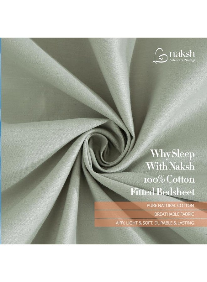 Naksh Bedsheet King Size Bed Cotton 210 TC Plain, Silver | 1 King Size Bedsheet Cotton (108 x 108 Inch) and 2 Pillow Covers - Image 2