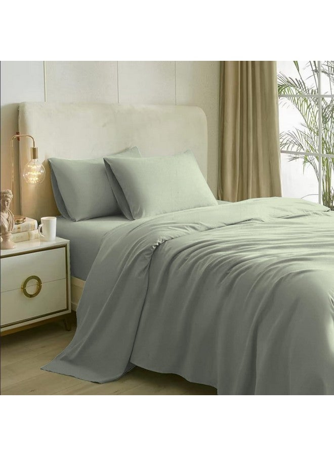 Naksh Bedsheet King Size Bed Cotton 210 TC Plain, Silver | 1 King Size Bedsheet Cotton (108 x 108 Inch) and 2 Pillow Covers - Image 1
