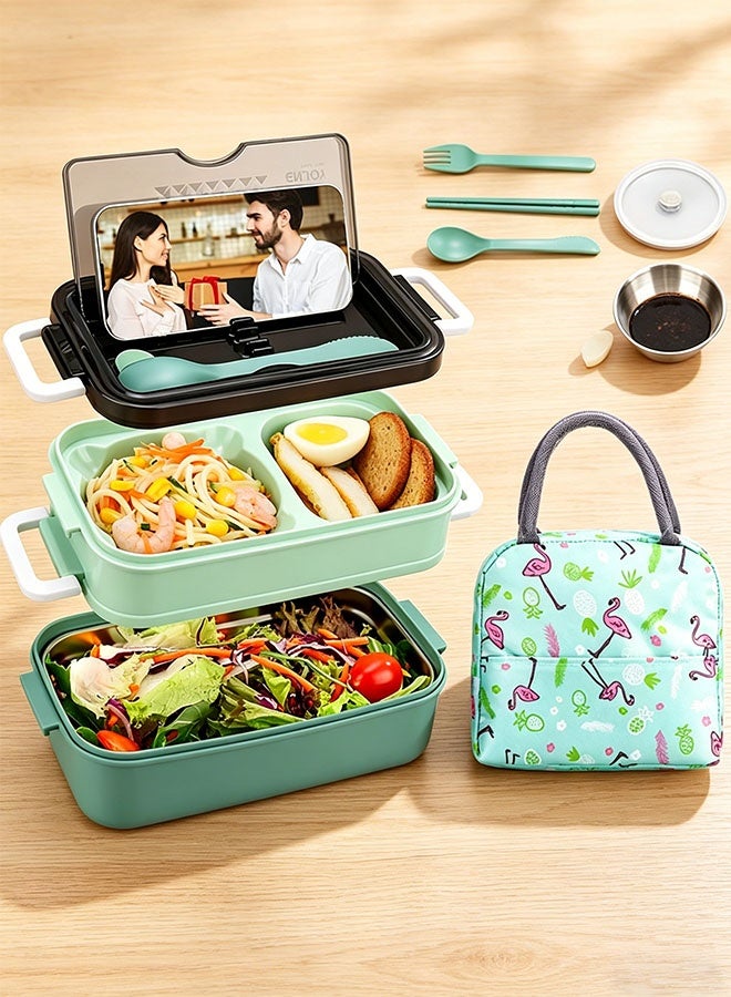 1400ml Bento Box Stainless Steel and Insulated Bag Reusable Children and Adult Lunch Box and Carrier Perfect for Work or School - Image 1