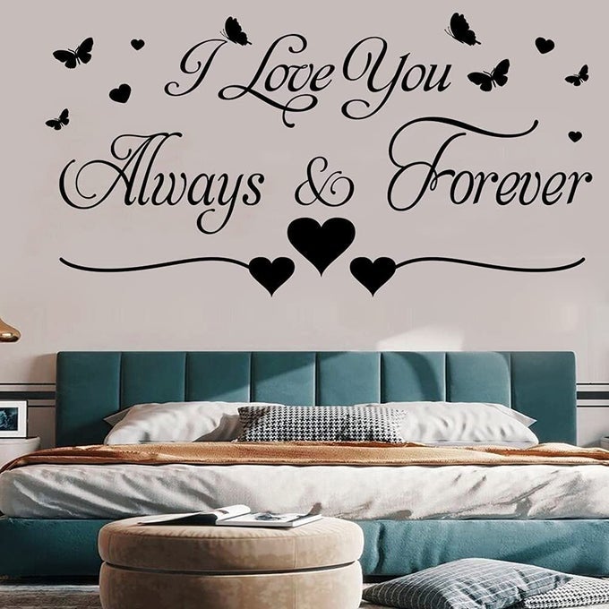 BLACK VINYL WALL DECOR I LOVE YOU ALWAYS FOREVER WALL STICKER HOME ART DECAL FOR COUPLE KIDS ROOM