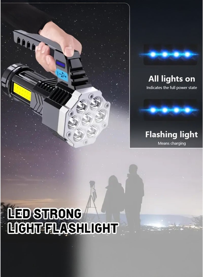 Rechargeable LED Flashlight with COB Side Light, Super Bright Battery Powerd Waterproof Handheld Flashlights - Image 1