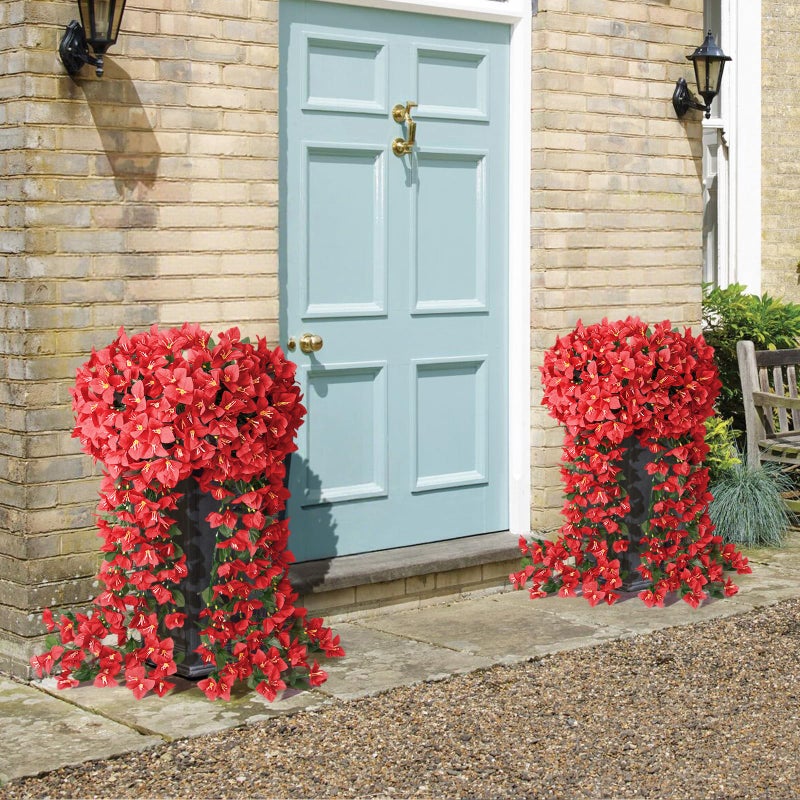 ATTGREAT Artificial Flowers for Outdoor Faux Bougainvillea Plants UV Resistant Fake Hanging Plants Realistic Silk Flowers for Porch Planter Garden Outside Spring Decoration, 2Pcs (Red) - Image 5