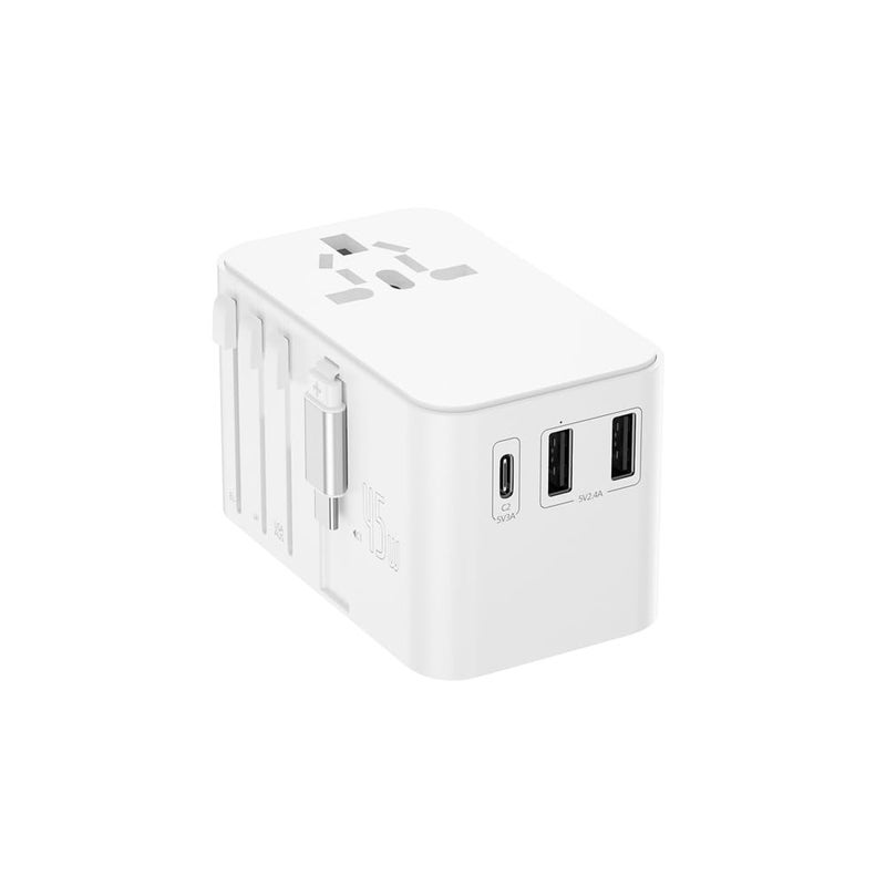 MANGO 45W Universal Travel Adapter with Retractable Type C Cable24A USBA 30A USBC Wall ChargerAllinone International Power Adapter for Europe Italy UK US AUS