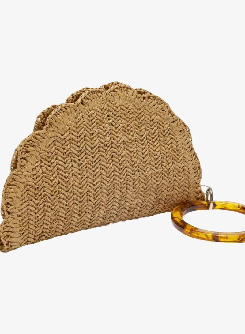 Parfois Beige Oval Straw-Effect Handbag for Women | Best Price UAE