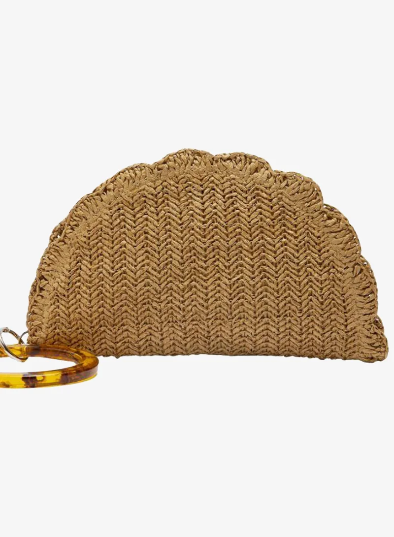 PARFOIS Oval Straw-Effect Handbag