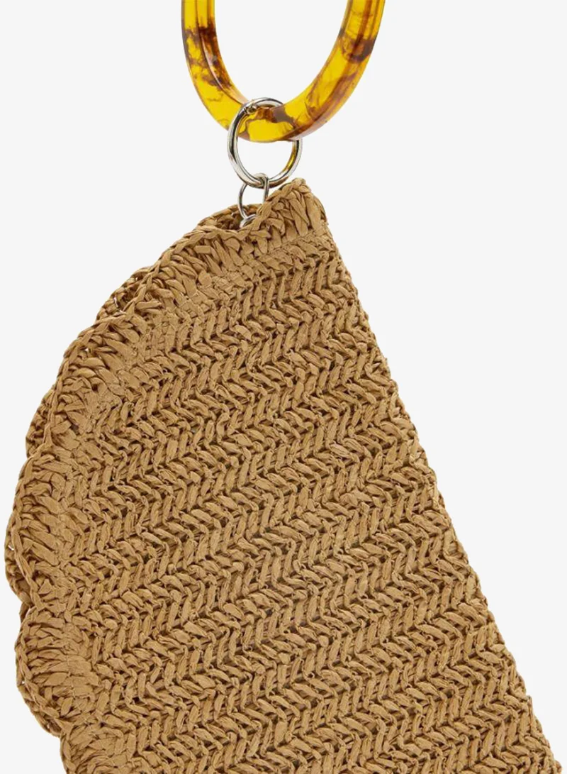 PARFOIS Oval Straw-Effect Handbag