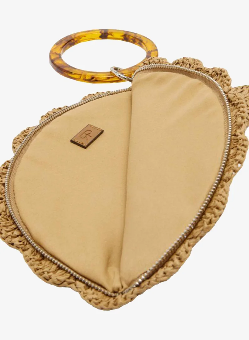 Parfois Beige Oval Straw-Effect Handbag for Women | Best Price UAE