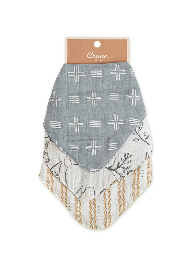 Crane BABY 3 Pieces Ezra Muslin Bib Set, One Size