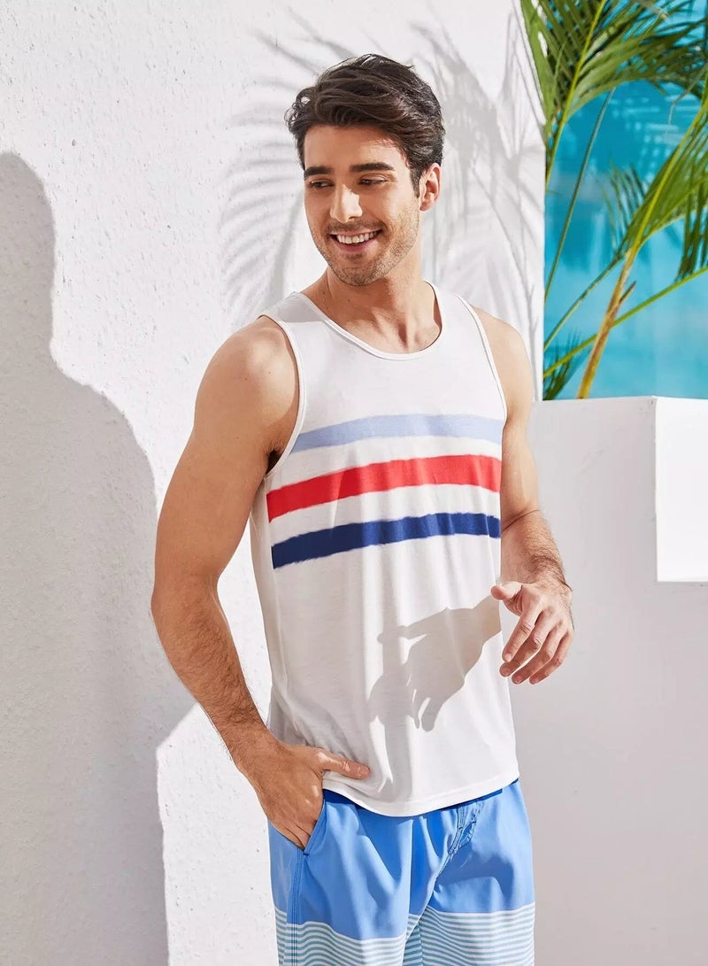 Men Striped Crew Neck Tank Top - Image 4